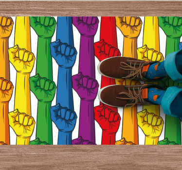 Knyttneve i regnbuefarger vinyl teppe stue - Tenstickers