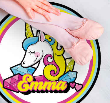 Lindo tapete personalizado de unicórnio de diamante - TenStickers
