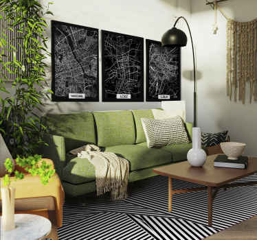 Black and white  stripes vinyl rug - TenStickers