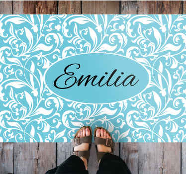 Alfombra vinílica personalizable Patrón floral vintage azul - TenVinilo