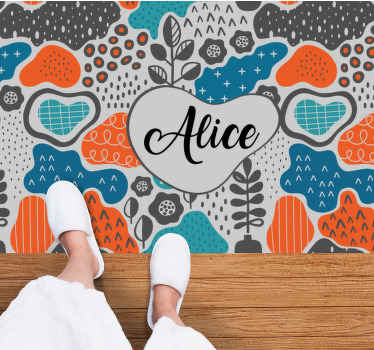 Harmaat oranssinväriset aksentit nimi vinyylimatto - Tenstickers