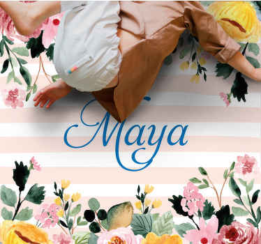 Vinyl Teppich Schlafzimmer florale personalisierung - TenStickers