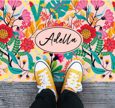 Alfombra vinílica dormitorio diseño floral personalizado - TenVinilo