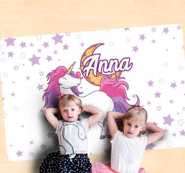 Covor personalizat unicorn și lună - TenStickers