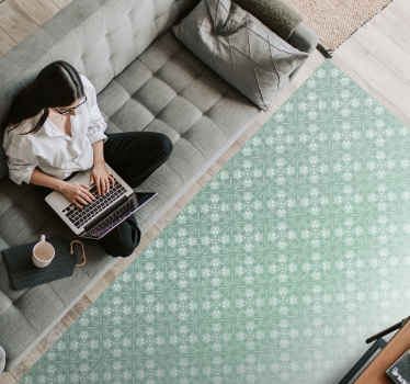 Alfombra vinílica dormitorio patrones verde menta - TenVinilo