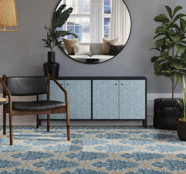 Elegant floral baroque  entrance hall vinyl rug - TenStickers