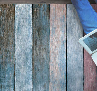 Siniset ja vaaleanpunaiset lankut puu vinyylimatto - Tenstickers