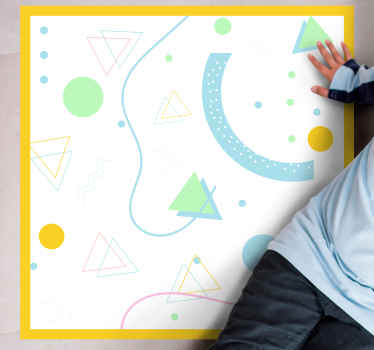 πράσινο και μπλε τρίγωνο μοτίβο βινυλίου χαλί - TenStickers