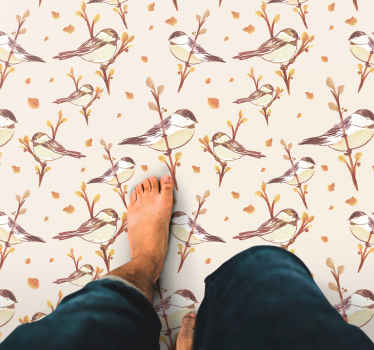 Vinyl Teppich Blumen bezaubernde vogelmotive - TenStickers