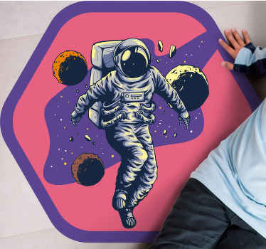 Ručne kreslený koberec do spálne v štýle lietajúceho astronauta - Tenstickers