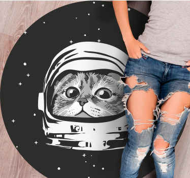 Dywan winylowy do sypialni Słodki kot z hełmem astronauty - TenStickers