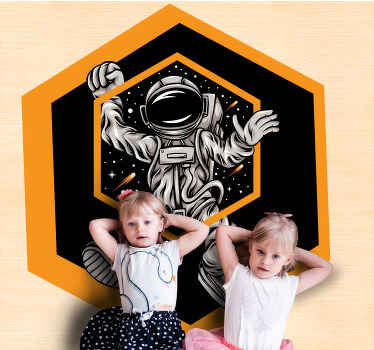 Kosmisk astronaut-eventyr stjerne vinyl tæppe - TenStickers