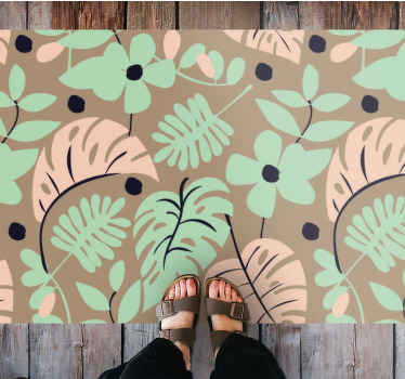 Alfombra vinílica flores Flores y hojas de monstera de color past - TenVinilo