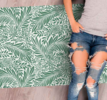 Vzorec zelenega listja cvetlična vinilna preproga - TenStickers