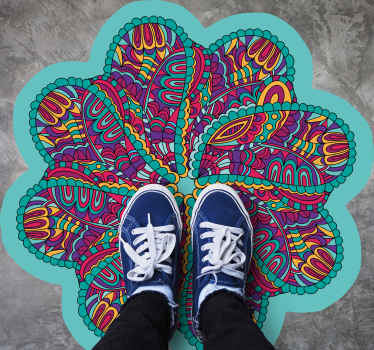 Alfombra vinílica mandala motivo colorido vibrante - TenVinilo