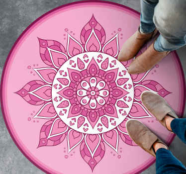 Alfombra vinílica mandala Mandala rosa detallado - TenVinilo