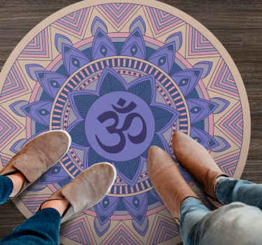 Alfombra vinílica mandala patrón de loto meditativo - TenVinilo