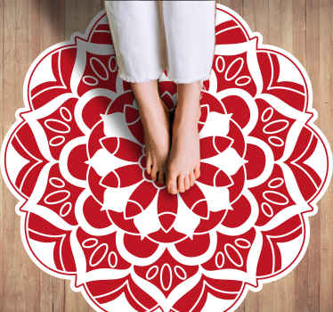 Red Floral Pattern mandala vinyl rug - TenStickers