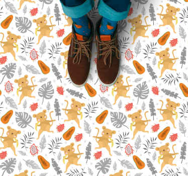 πιθήκους και εξωτικά φρούτα παιδικό χαλί βινυλίου - TenStickers