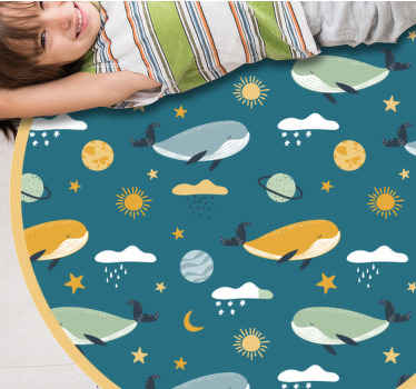 Tapis vinyle pour enfants aventure baleine - TenStickers