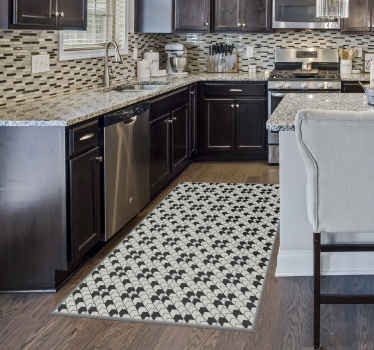 Zwart wit bistro vinyl vloerkleed keuken - TenStickers