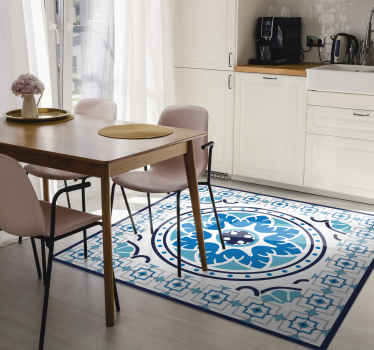 Blue kitchen vinyl rug tiles floor carpet - TenStickers