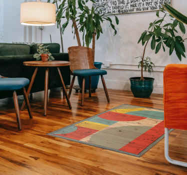 Vinylteppich Holzoptik bunte geometrische Formen - TenStickers