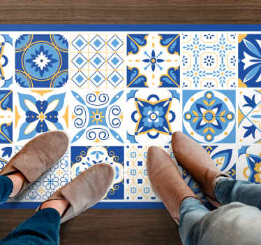 Alfombra vinílica azulejos inspiración cerámica - TenVinilo