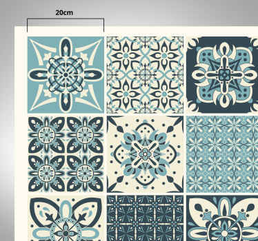 Portugisisk flerfarvet figur fliser tæppe - TenStickers