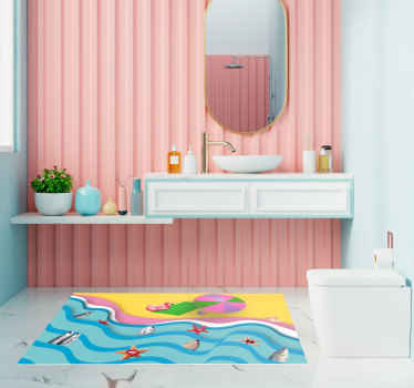 Alfombra vinilo baño moderna playa Kitsch - TenVinilo