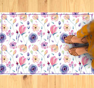 Vinyl Teppich Blumen blumenaquarellmuster - TenStickers