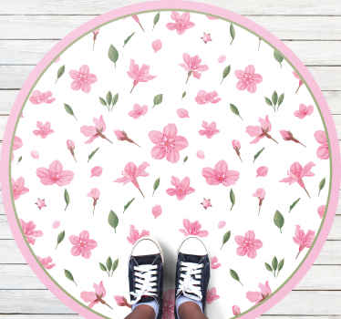 Koberec akvarelový pastelovo ružový kvet - Tenstickers