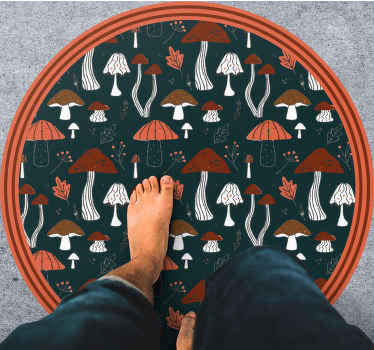 Brune sopp over en blå bakgrunn vinyl teppe blomster og planter - Tenstickers