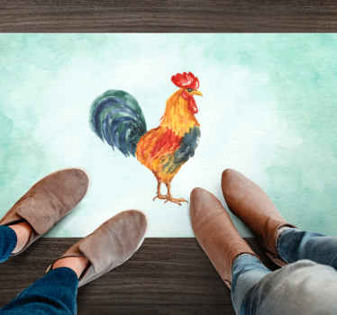 Aflombra vinílica animales ilustración de gallo en acuarela - TenVinilo