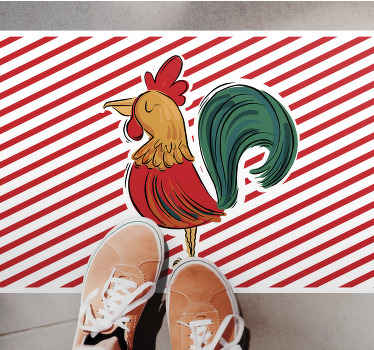 Aflombra vinílica animales ilustraciones coloridas de gallos - TenVinilo