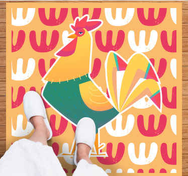 Aflombra vinílica animales arte colorido de gallo - TenVinilo