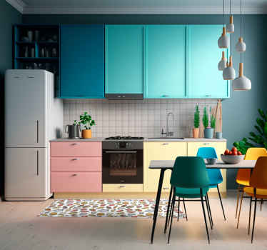 Alfombra vinilo cocina moderna patrón iconos de comida - TenVinilo