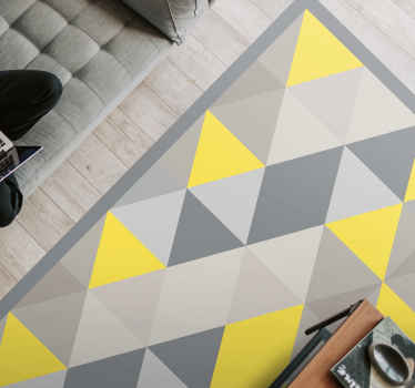 Grey and yellow triangles geometric vinyl rug - TenStickers