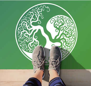 Træ silhuet cirkel natur vinyl tæppe - TenStickers