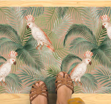 λευκοί παπαγάλοι σε μπεζ χαλί ζώων παλάμης - TenStickers