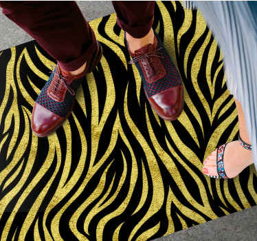 Golden zebra pattern animal print rug - TenStickers