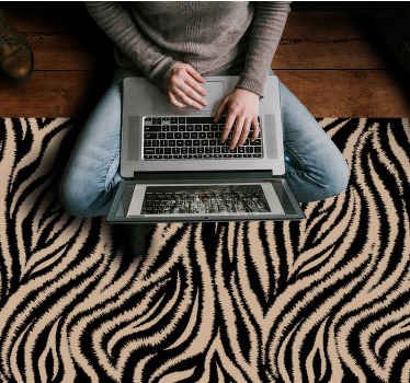 Dywan winylowy Nieregularny beżowy wzór zebry - TenStickers