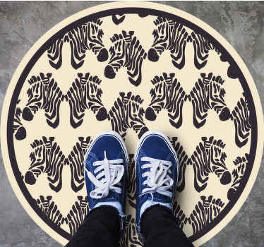 ζέβρα μπεζ πρόσωπα ζώων χαλί - TenStickers