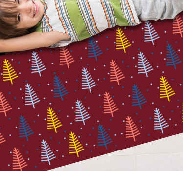 Rode kleurrijke bomen vinyl tapijt kerstmis - TenStickers
