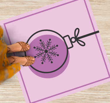 Elegant pink ornament Christmas vinyl rug - TenStickers