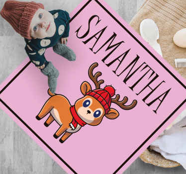 Tapis vinyle noël bébé renne avec nom - TenStickers