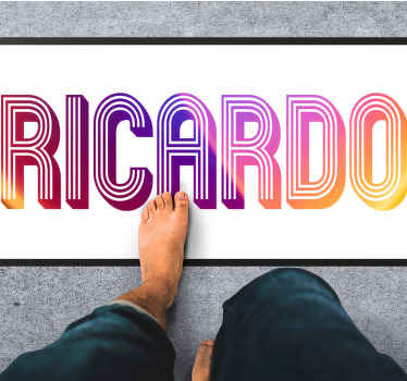 Alfombra vinílica juvenil nombre personalizado neón - TenVinilo