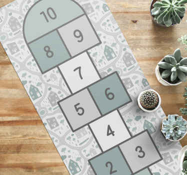 Alfombra vinílica infantil rayuela gris - TenVinilo