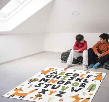 Alphabetical Forest Animals bedroom rug - TenStickers