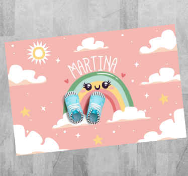 Dywan winylowy z imieniem słodka tęczowa scena - TenStickers